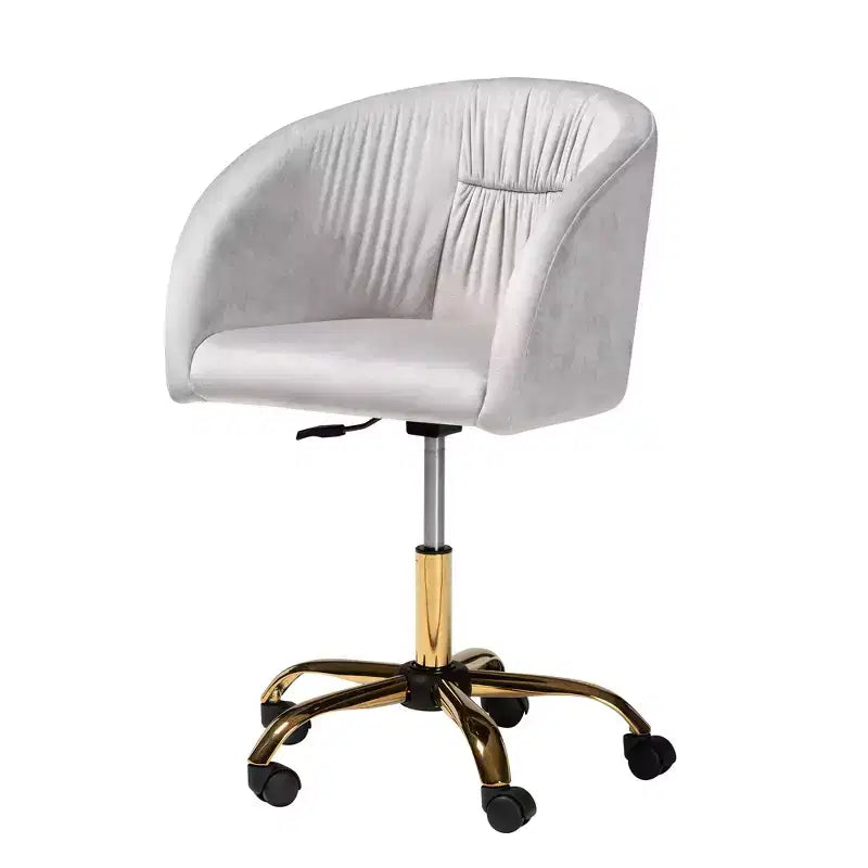 Contemporary Glam and Luxe Velvet Fabric and Metal Swivel Office Chair