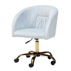 Contemporary Glam and Luxe Velvet Fabric and Metal Swivel Office Chair