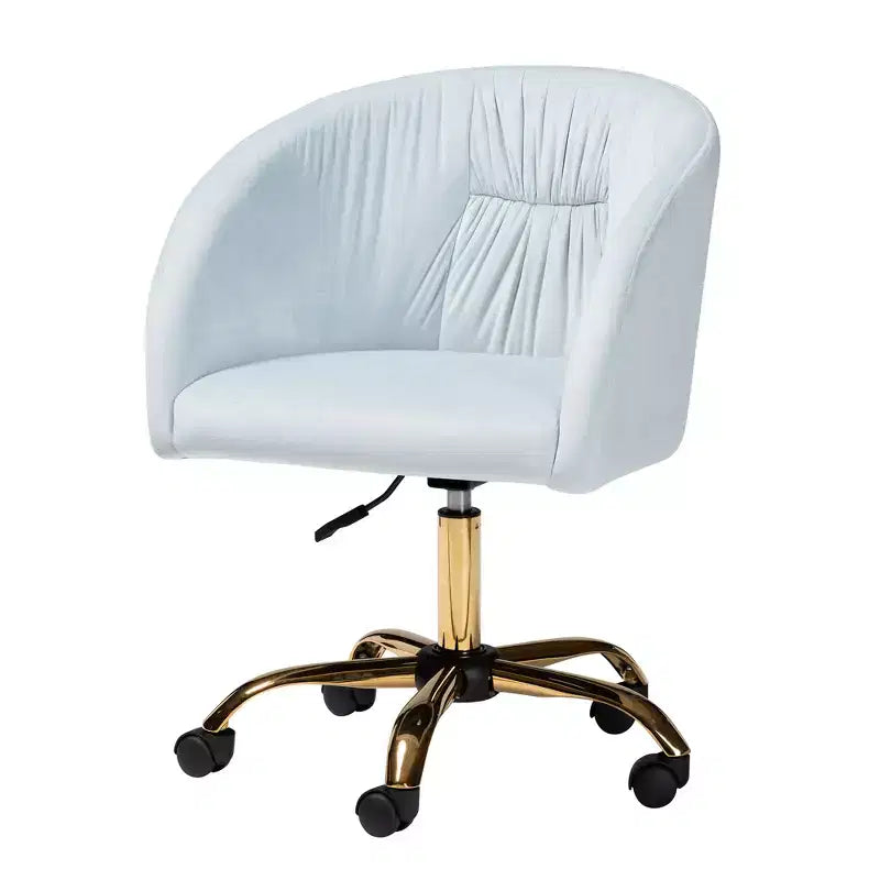 Contemporary Glam and Luxe Velvet Fabric and Metal Swivel Office Chair