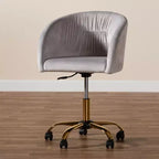 Contemporary Glam and Luxe Velvet Fabric and Metal Swivel Office Chair