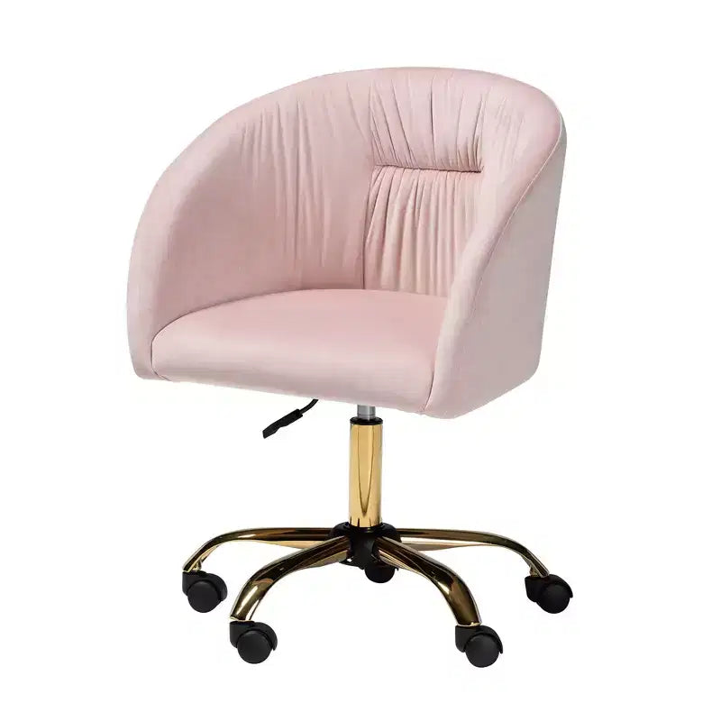 Contemporary Glam and Luxe Velvet Fabric and Metal Swivel Office Chair