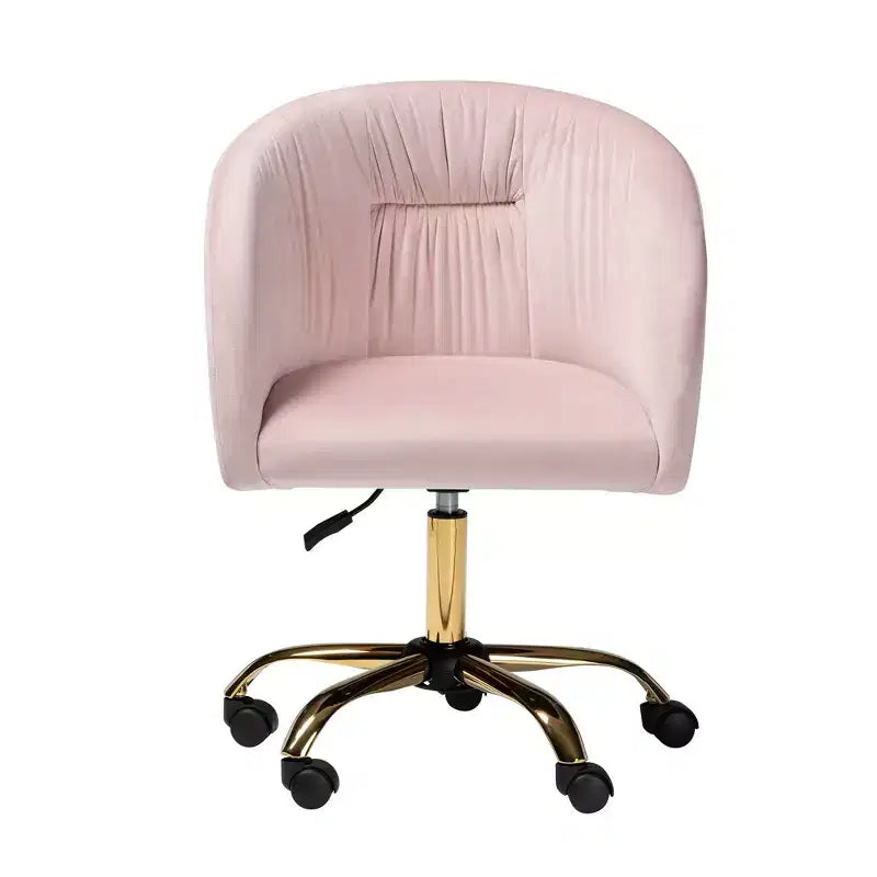 Contemporary Glam and Luxe Velvet Fabric and Metal Swivel Office Chair