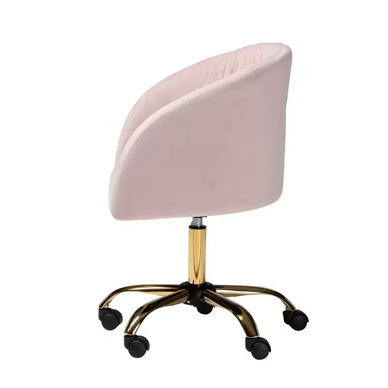 Contemporary Glam and Luxe Velvet Fabric and Metal Swivel Office Chair