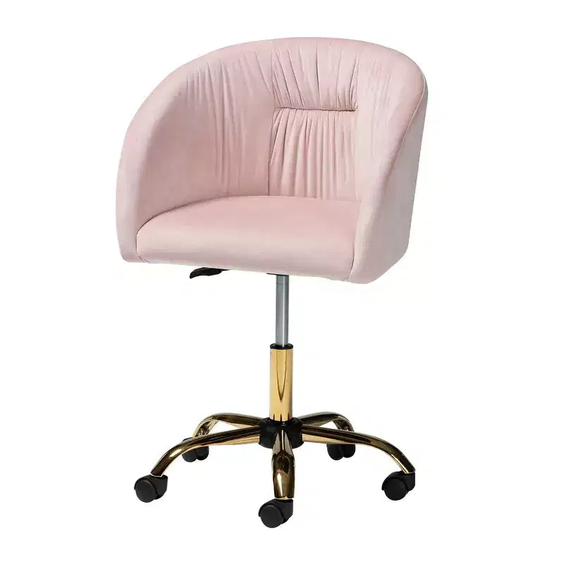 Contemporary Glam and Luxe Velvet Fabric and Metal Swivel Office Chair