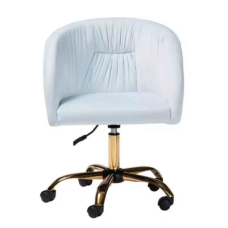 Contemporary Glam and Luxe Velvet Fabric and Metal Swivel Office Chair