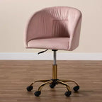 Contemporary Glam and Luxe Velvet Fabric and Metal Swivel Office Chair