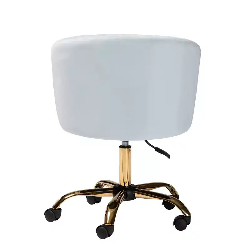 Contemporary Glam and Luxe Velvet Fabric and Metal Swivel Office Chair