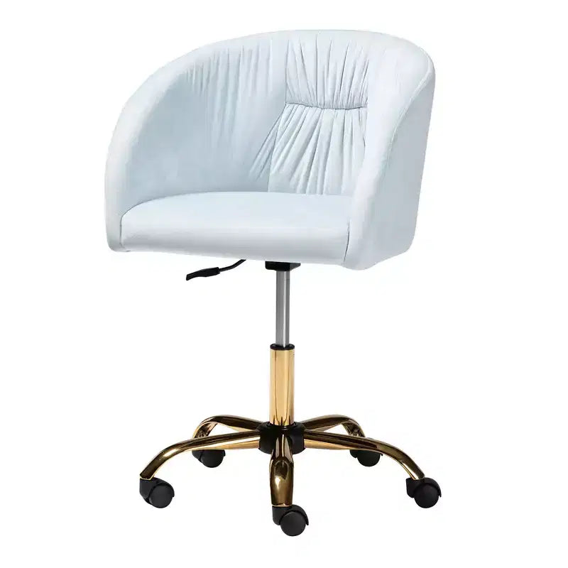 Contemporary Glam and Luxe Velvet Fabric and Metal Swivel Office Chair