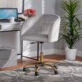 Contemporary Glam and Luxe Velvet Fabric and Metal Swivel Office Chair