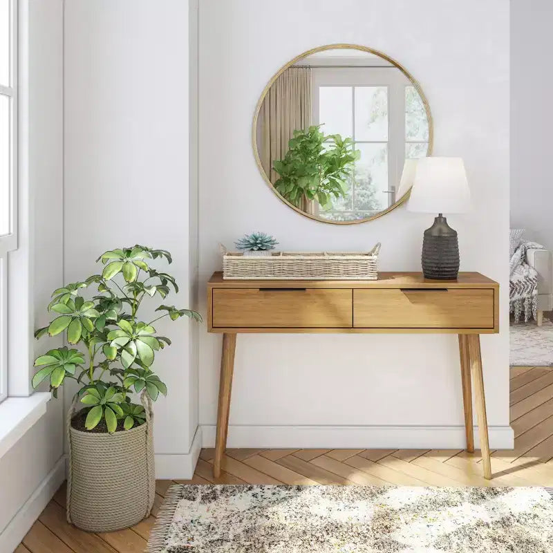 Mid Century Modern Console Table with Storage Shelves, Entryway Table, Narrow Console Table