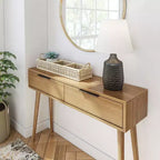 Mid Century Modern Console Table with Storage Shelves, Entryway Table, Narrow Console Table