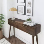 Mid Century Modern Console Table with Storage Shelves, Entryway Table, Narrow Console Table