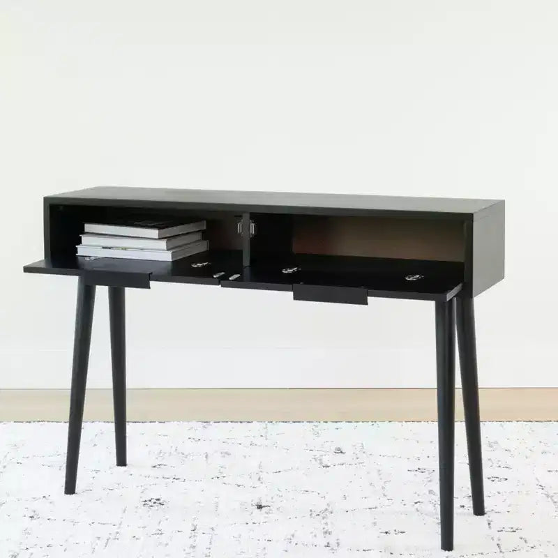 Mid Century Modern Console Table with Storage Shelves, Entryway Table, Narrow Console Table