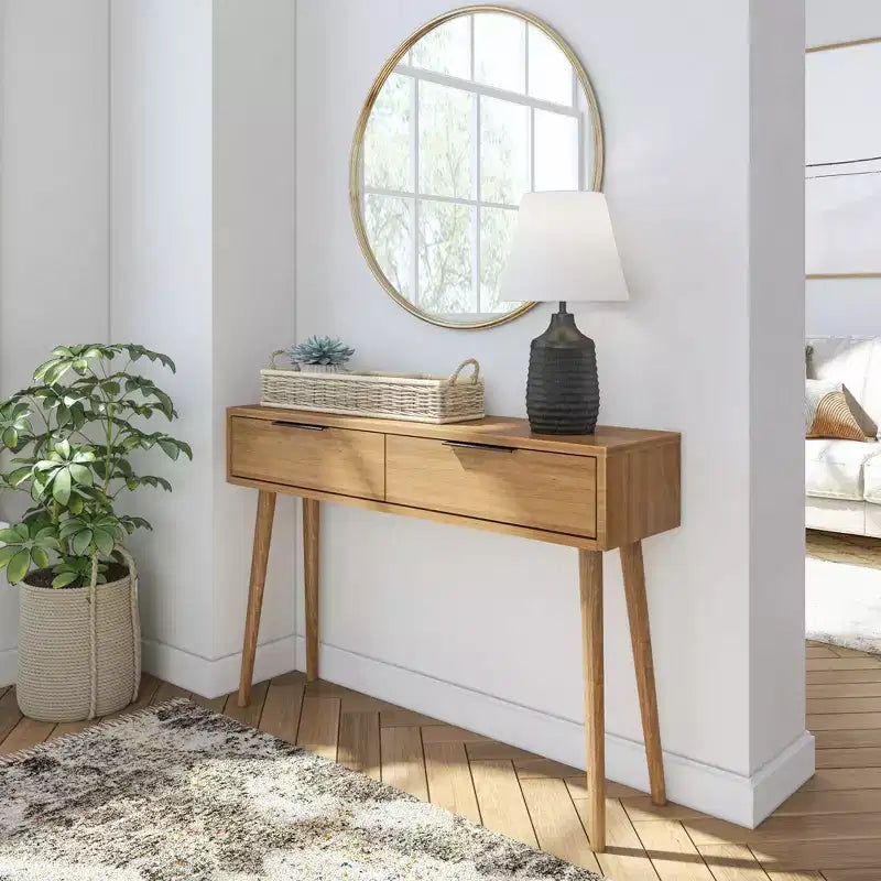 Plank+Beam Mid Century Modern Console Table with Storage Shelves, Entryway Table with Storage, Foyer Tables for Entryway, Narrow Console Table