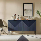 63" 4-Door Sideboard with Hidden Drawers, Wine Rack & Adjustable Shelves