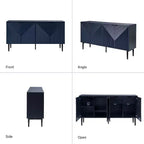 63" 4-Door Sideboard with Hidden Drawers, Wine Rack & Adjustable Shelves
