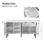 63" 4-Door Sideboard with Hidden Drawers, Wine Rack & Adjustable Shelves