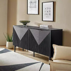 63" 4-Door Sideboard with Hidden Drawers, Wine Rack & Adjustable Shelves