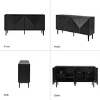 63" 4-Door Sideboard with Hidden Drawers, Wine Rack & Adjustable Shelves