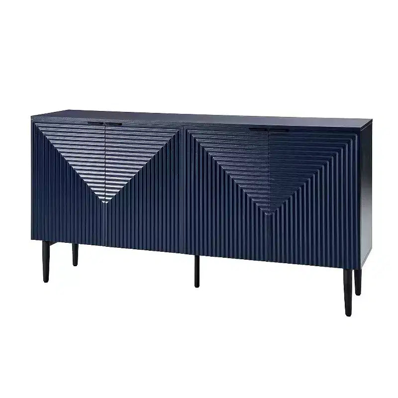 63" 4-Door Sideboard with Hidden Drawers, Wine Rack & Adjustable Shelves