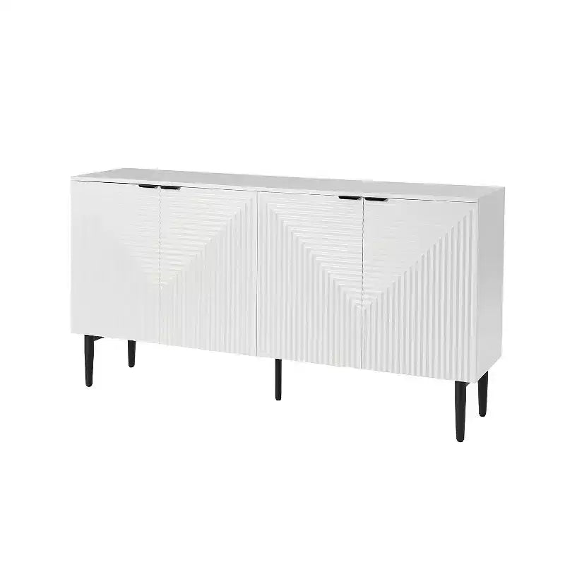 63" 4-Door Sideboard with Hidden Drawers, Wine Rack & Adjustable Shelves