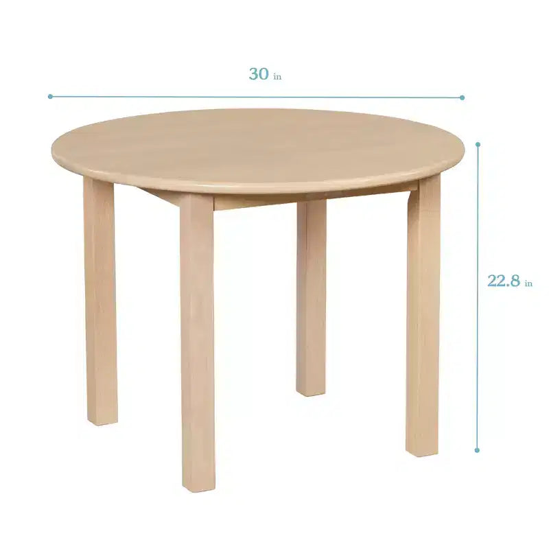 30in x 30in Round Hardwood Table with 22in Legs, Children's Furniture