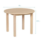 30in x 30in Round Hardwood Table with 22in Legs, Children's Furniture
