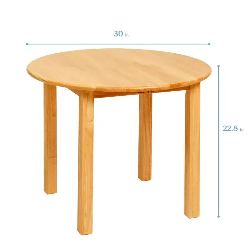 30in x 30in Round Hardwood Table with 22in Legs, Children's Furniture
