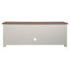 TV Stand for up to 80" TVs with 6 Open Storage Compartments in White/Walnut