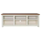 TV Stand for up to 80" TVs with 6 Open Storage Compartments in White/Walnut
