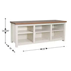 TV Stand for up to 80" TVs with 6 Open Storage Compartments in White/Walnut