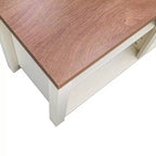 TV Stand for up to 80" TVs with 6 Open Storage Compartments in White/Walnut