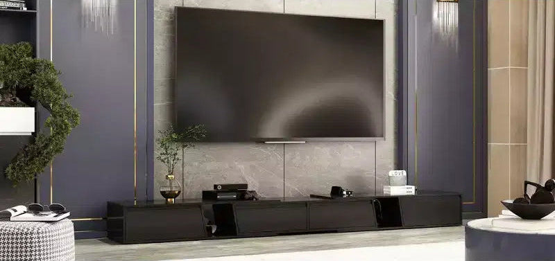Extendable Entertainment Center With 4 Storage Drawers