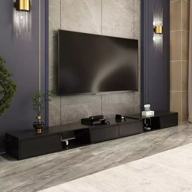 Extendable Entertainment Center With 4 Storage Drawers