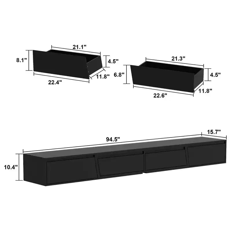 Extendable Entertainment Center With 4 Storage Drawers